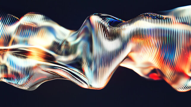 Dynamic abstract wave with vibrant colors and light streaks on dark background