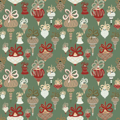 A festive Christmas pattern with various hand-drawn toys. Perfect for holiday designs.