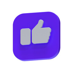 3D icon of like, facebook interaction, social networks, followers, share, users