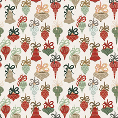 A festive Christmas pattern with various hand-drawn toys. Perfect for holiday designs.