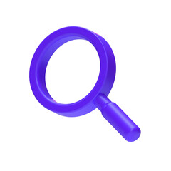 3D illustration of magnifying glass icon for search, browser, page, discovery, see more, magnification