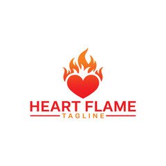 Passionate Heart Flame Logo Vector Design
