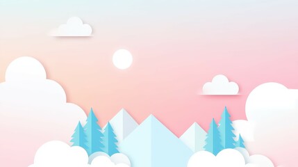 Colorful mountain landscape with clouds during sunrise or sunset