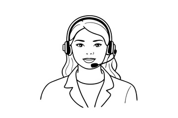 flat drawing of female call center agent with headset during call