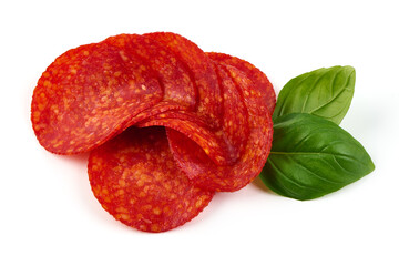 Chorizo sausage, isolated on white background. High resolution image.