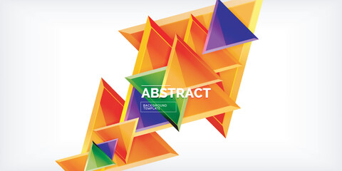 Abstract background - colorful triangles with 3d effect. Vector Illustration For Wallpaper, Banner, Background, Card, Book Illustration, landing page