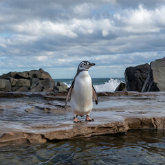 Fototapeta premium penguin on a rock