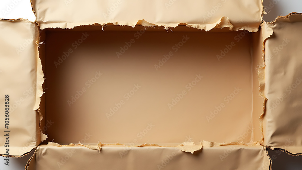 Aufkleber Torn Christmas box has a small hole with an empty space for ad text and a worn paper background texture inside.