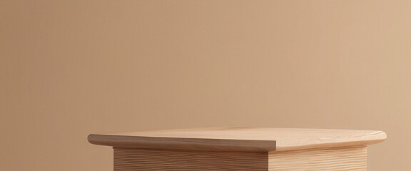 Wooden Platform Against Tan Background