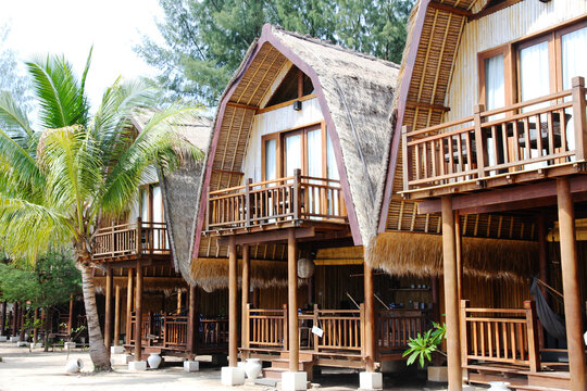 Beachfront Vacation Houses at the beach in Gili Air, Bali, Indonesia