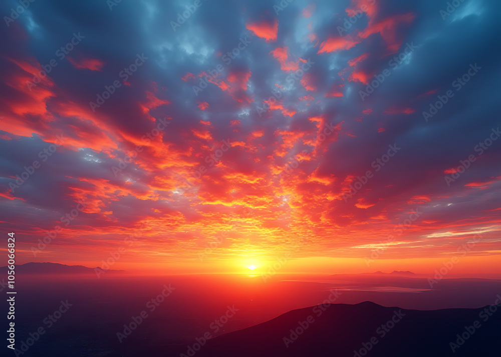 Aufkleber the abstract vivid colors of a sunset create a breathtaking visual effect across the evening sky.