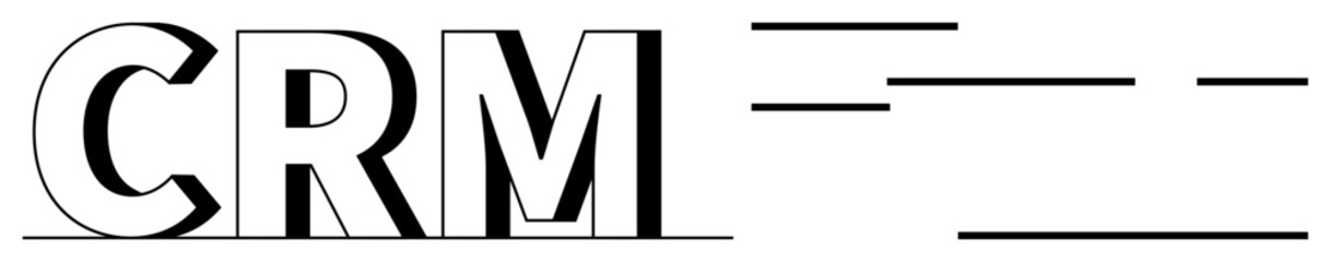 CRM text styled with clean, bold typography and minimalist horizontal lines. Ideal for business software, customer relationship management, marketing presentations, tech services, digital tools