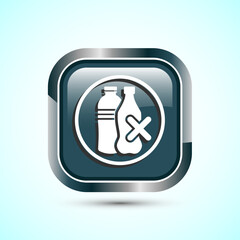 Plastic free icon design illustration, No plastic product sign,Gray Color Square Button Design