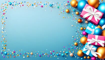 elegant blue Christmas background featuring gift boxes and golden baubles, perfect for templates, cards, and postcards celebrating the luxurious festive spirit of winter
