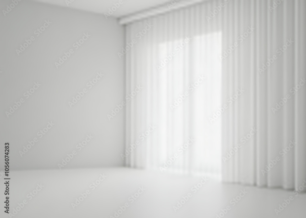 Poster Soft grey background features subtle light and shadow effects from a nearby window curtain display.