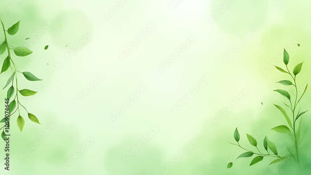Poster soft green hues dominate a beautiful serene watercolor background with subtle texture and gentle col