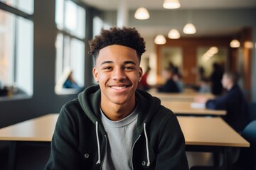 Fototapeta premium Smiling portrait of a young male student