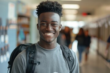 Fototapeta premium Smiling portrait of a young male student