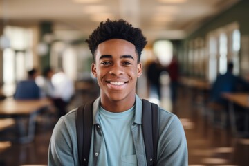 Obraz premium Smiling portrait of a young male student