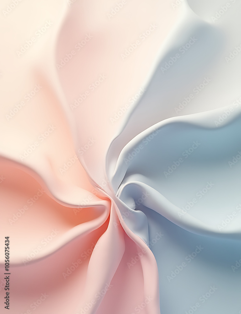 Poster soft colors blend in a subtle abstract style with gentle curves and lines forming a cohesive visual 