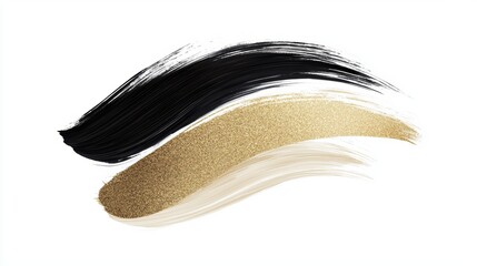 Black script Save the Date text on gold glitter brushstroke, chic and elegant invitation design, white background