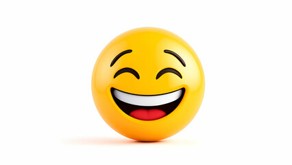 Fototapeta premium Smiling Yellow Emoji 3D Render on White Background