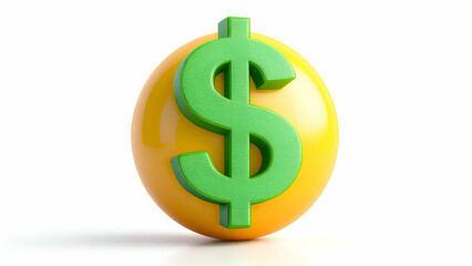 Obraz premium 3D Green Dollar Sign on Yellow Sphere Wealth, Finance, Prosperity