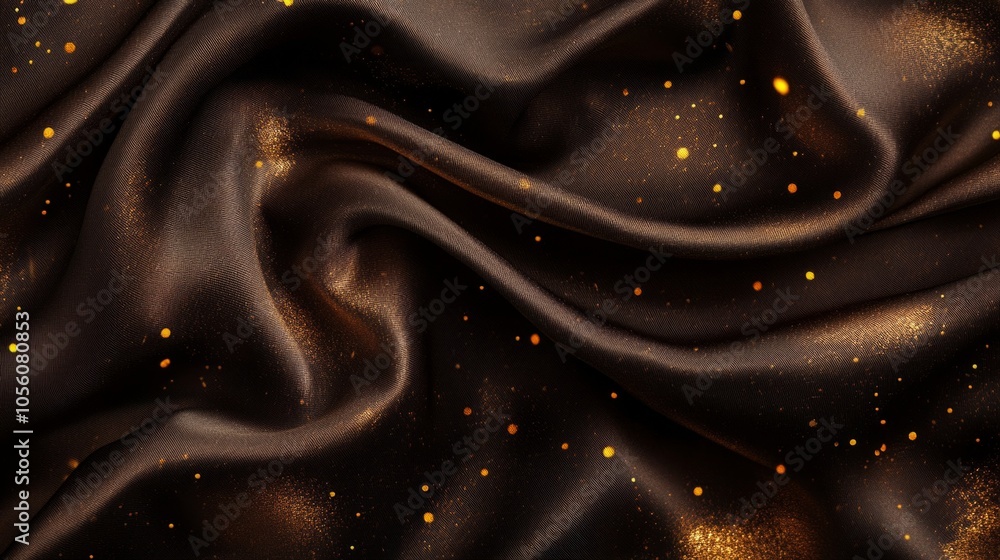 Poster a piece of fabric with a gold and brown color and some sparkles on it