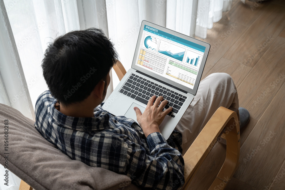 Poster spreadsheet document information financial startup concept. data and graphs in spreadsheet documents