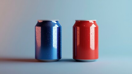 Compares two soda brands, symbolized by red and blue cans, highlights their differences in flavor, branding, target markets, exploring how these factors shape consumer preferences.