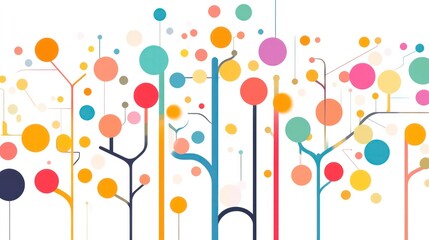 Colorful diagram illustrating a decision tree with branching paths and nodes, symbolizing logical choices and consequences in a business or educational setting.