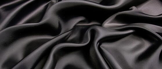Fototapeta premium Elegant black silk with subtle draping, soft shadows and highlights, luxurious and sophisticated fabric texture