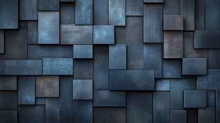 Stunning Modern Wall Design: Interlocking Blue Tiles with Vivid Shades and Textures – Perfect as a Poster for Sports Interiors or Contemporary Spaces