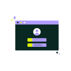 Login Window Interface In Flat Vector Illustration Symbolizing Security, Access, And User Authentication, Isolated On White Background.
