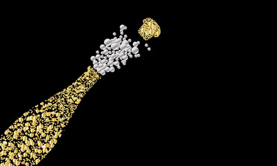 Gold champagne bottle element with sparkles, party, celebration or religious event element. © Richard O'Donoghue