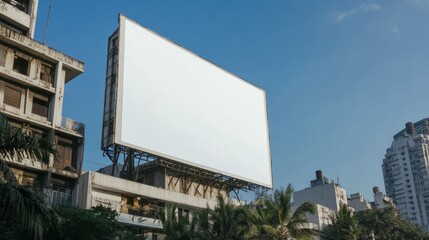 Obraz premium a rectangle billboard on a clean building on a clean street 