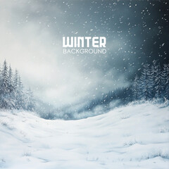 Winter landscape background with Christmas tree