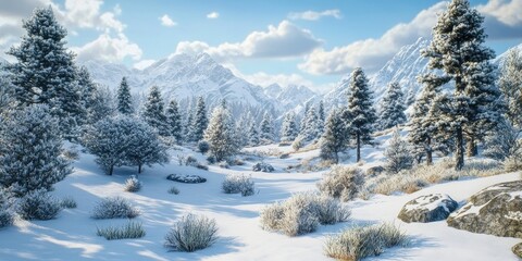 Snow-covered glades featuring single trees and mixed subalpine forest in the Obertoggenburg region, perfect for winter landscapes