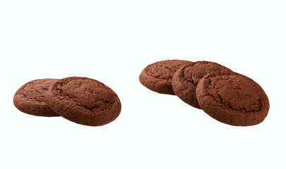 Chocolate cookies. Round chocolate cookies isolated on white background.