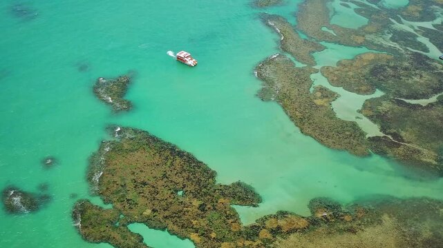 Catamaran arriving at the coral reefs in Joao Pessoa, Paraiba, Brazil.