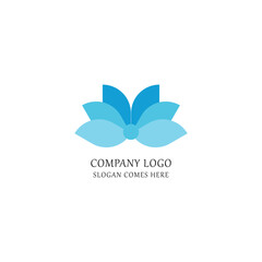 Blue flower logo beauty floral emblem elegant nature icon botanical design spa and wellness branding