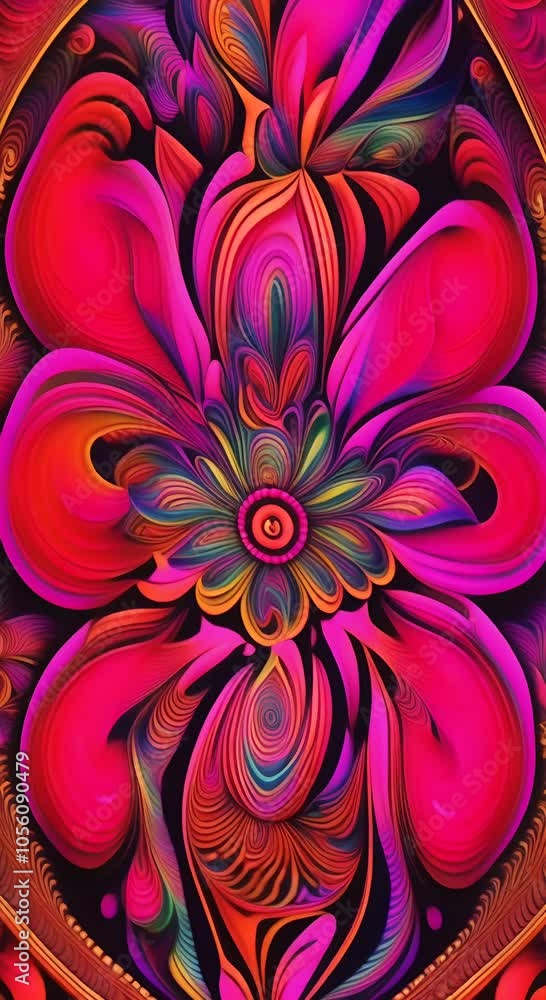 Aufkleber ornamental design moving psychedelic pattern for advertisement abstract background vertical 4k