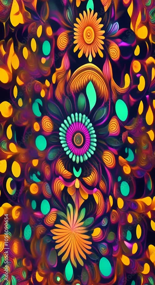 Aufkleber ornamental design moving psychedelic pattern for advertisement abstract background vertical 4k