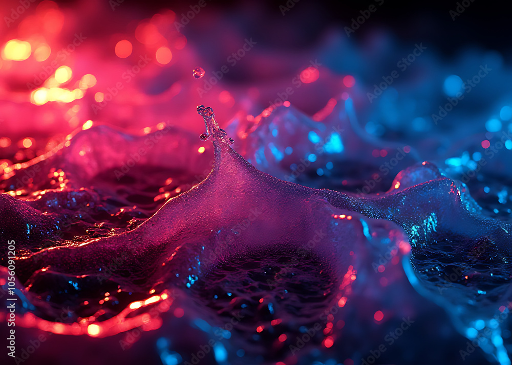 Poster neon liquid creates a vibrant textured background visually appealing to viewers.
