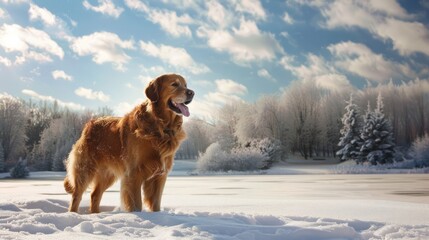 Golden Retriever in Snowy Wonderland