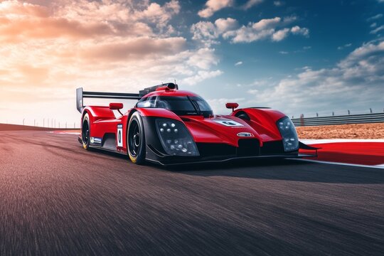 Dynamic motorsport racing car captured on track showcasing unmatched speed and performance