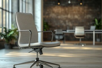 Exploring new career opportunities  3d render of office chair and blank job search bar concept