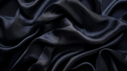 Black fabric texture background: Dark clothing material.