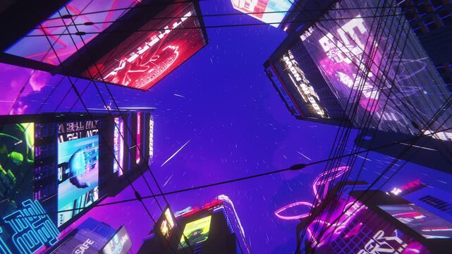 Rainy Cyberpunk Anime City Loop