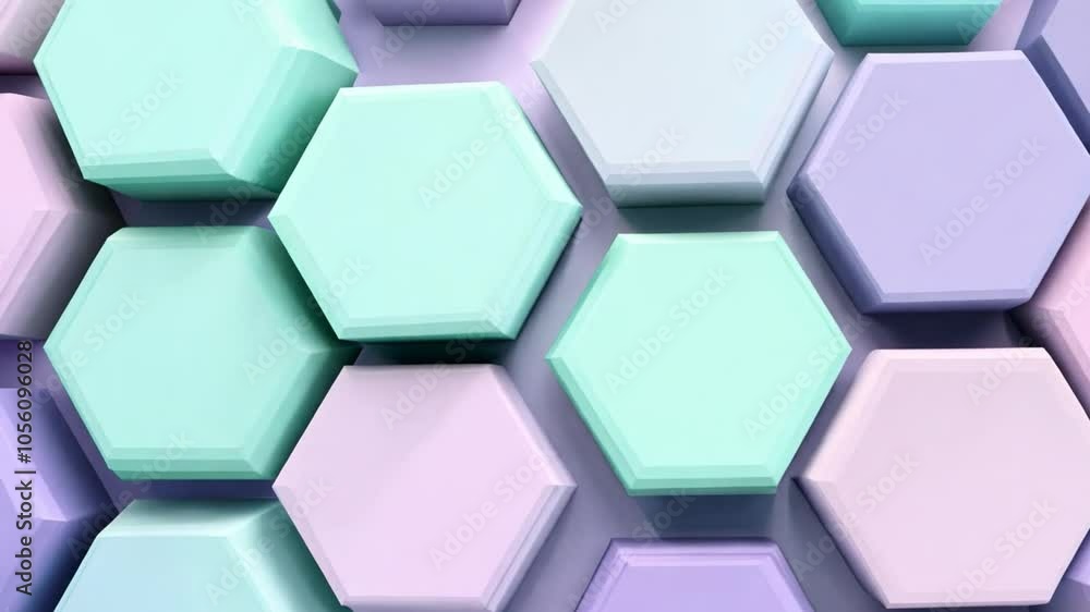 Poster abstract hexagonal shapes in soft pastel colors create a modern, textured background for various des